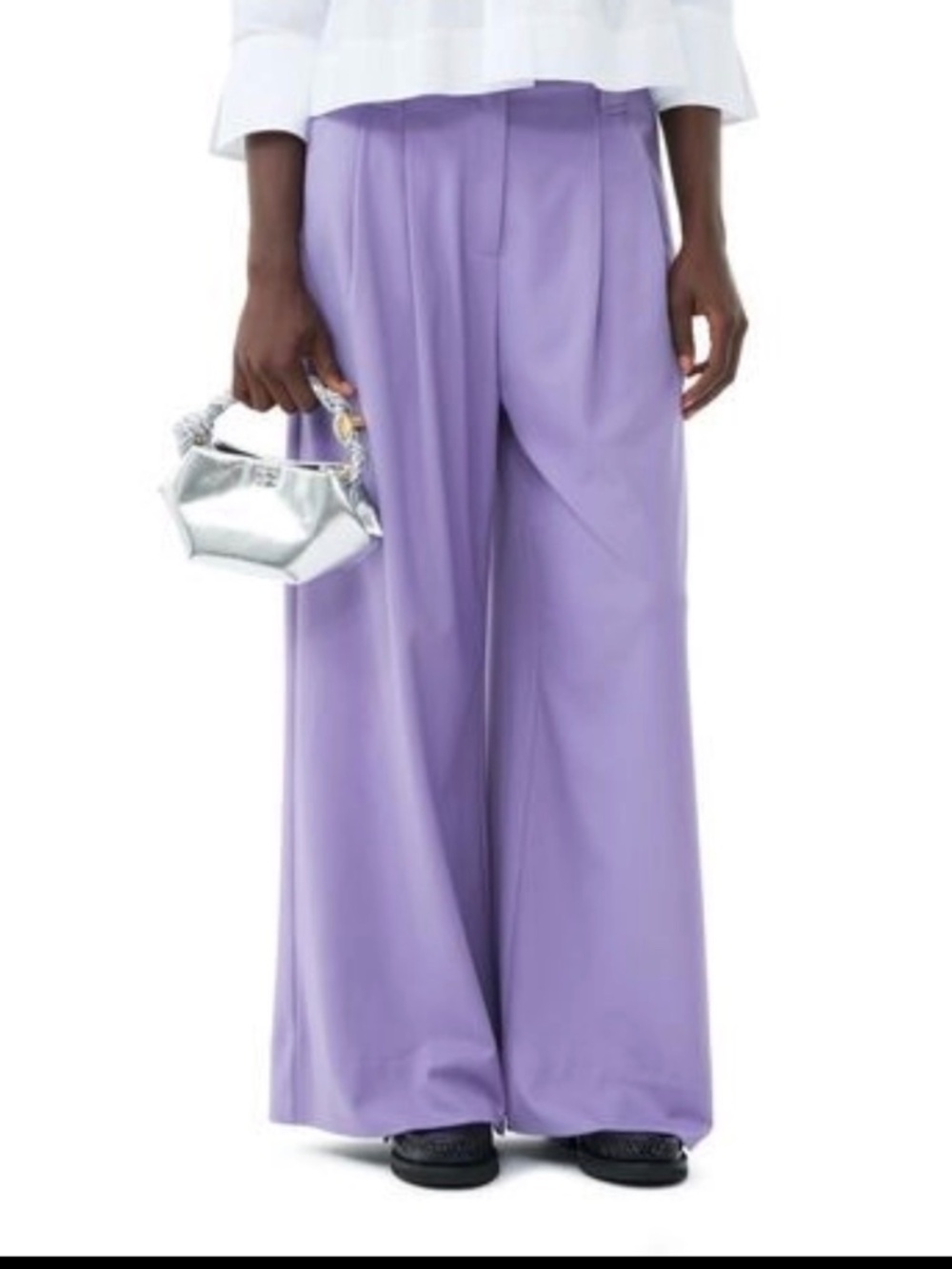 GANNI Trouser Purple Light High Waist Flared Leg size 2 or 34